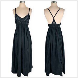 Adam Lippes Black Gray Woven Basketweave Top Empire Waist Slip Maxi Dress 2